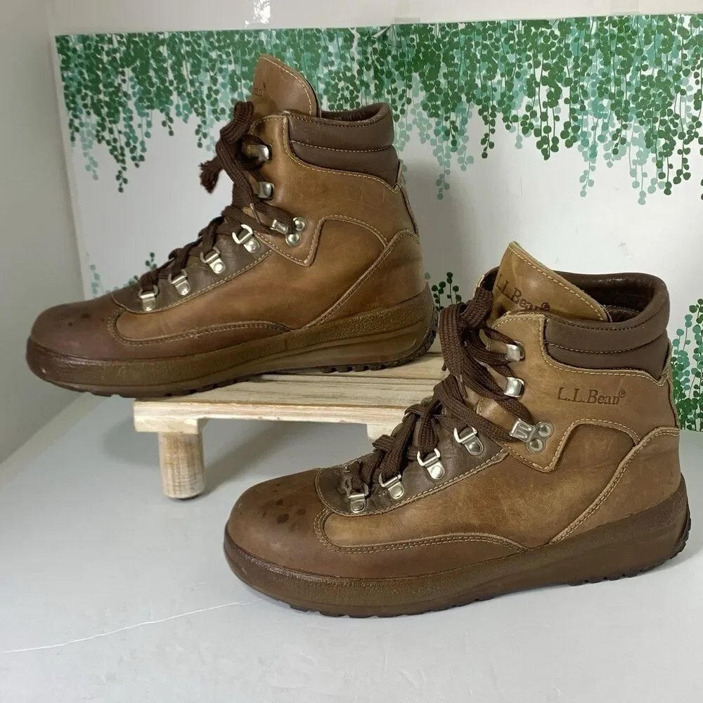 L. L. Bean Vintage Cowhide Leather Hiking Gore-Tex Boots Size 8.5 Mens